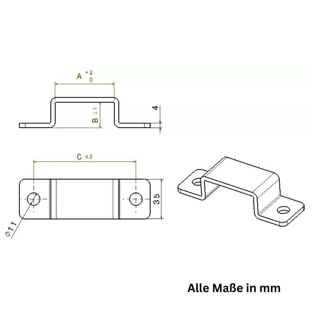 4 mm Dicke Edelstahl Vierkant Quadratrohrschelle