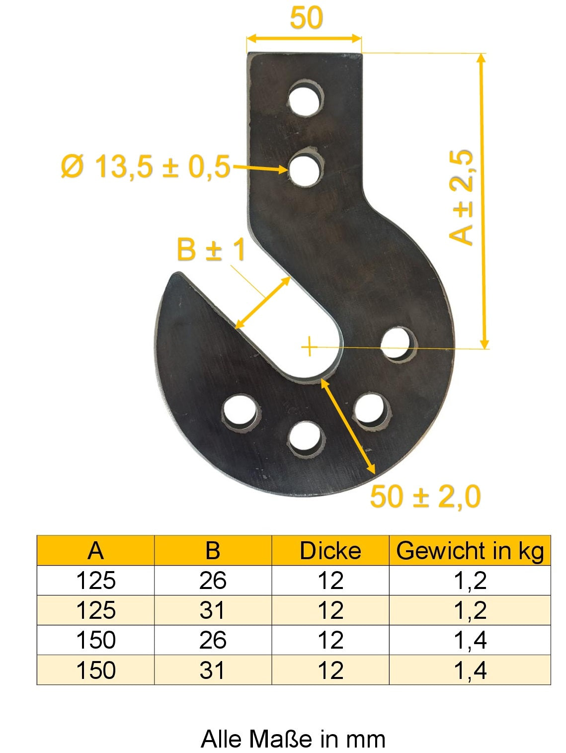 12 mm Dicke schwerlast Anschweißhaken, Anschraubhaken