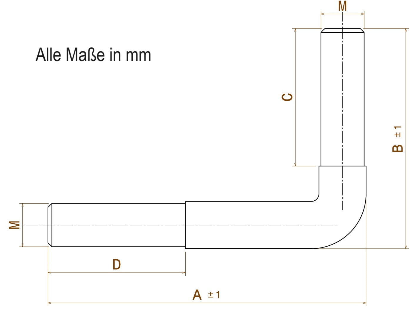 M10, M12, M16 L Schraubhaken, Stahl verzinkt