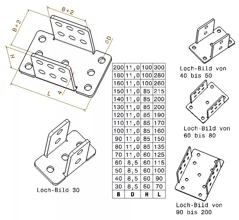 4 mm Dicke Schwerlast Edelstahl Pfostenträger