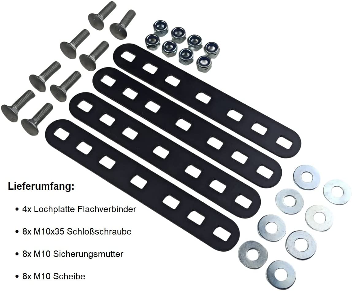 4 mm Dicke Stahl Flachverbinder Lochplatte Holzverbinder, Metallverbinder in schwarz