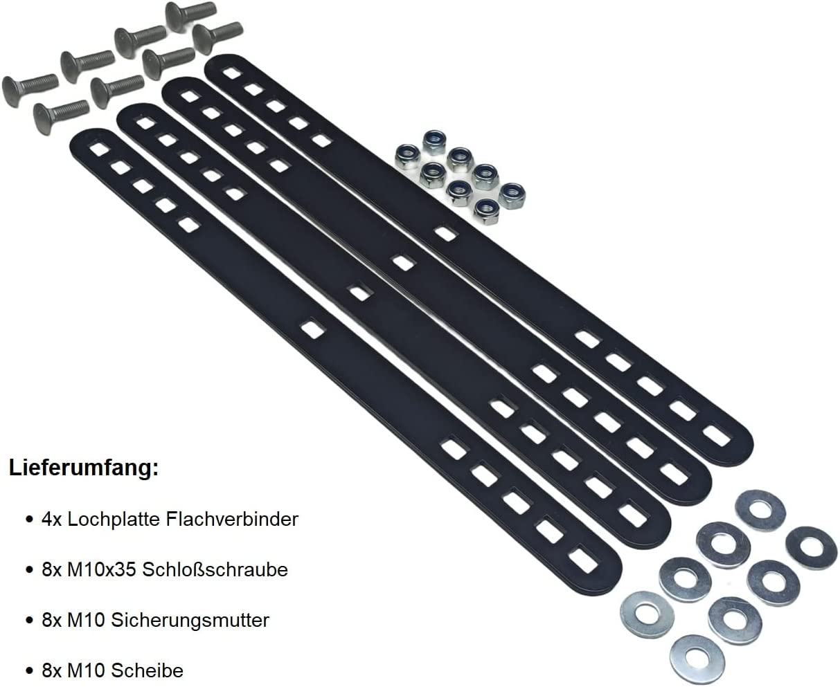 4 mm Dicke Stahl Flachverbinder Lochplatte Holzverbinder, Metallverbinder in schwarz