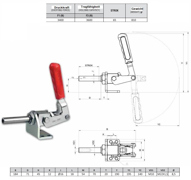 Schubstangenspanne Verschlussspanner Kniehebelspanner Schnellspanner