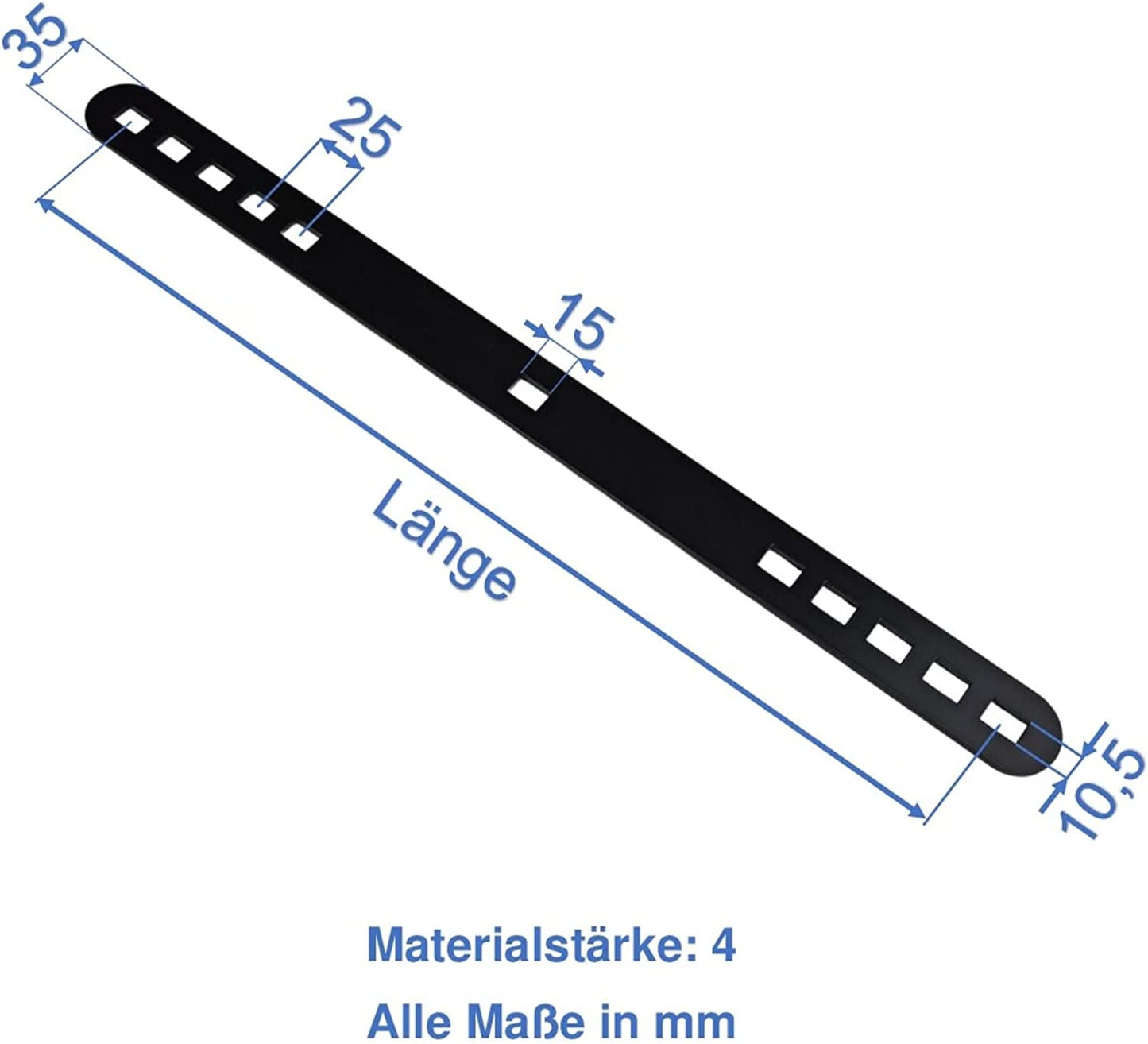 4 mm Dicke Stahl Flachverbinder Lochplatte Holzverbinder, Metallverbinder in schwarz