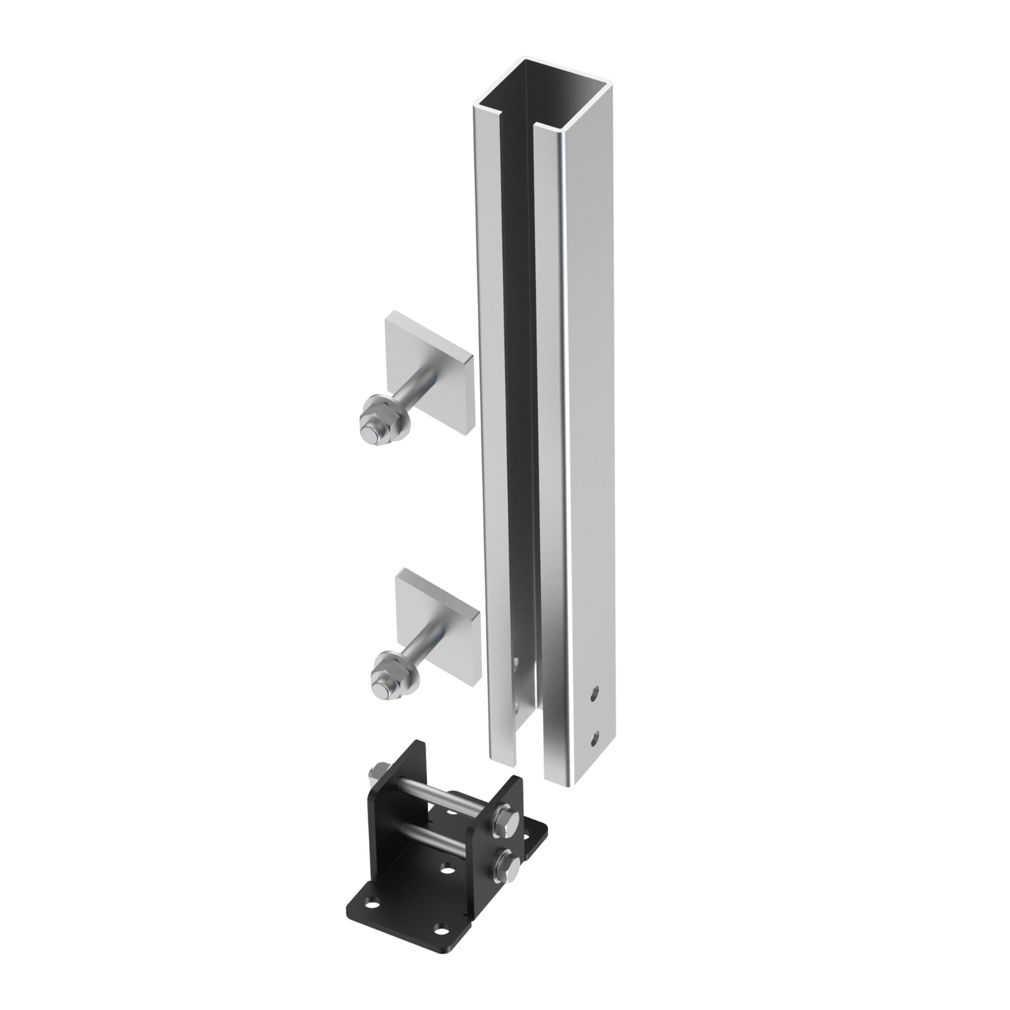 40x40x3mm Balkonsäule C-Profil Zaunsäule Zaunpfosten Geländerpfosten 1500-2000mm