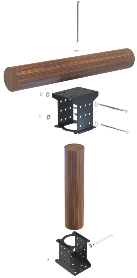 Supports de poteaux en bois rond robuste de 4 mm, connecteurs de balançoire, sabots de poutre, supports de poteaux