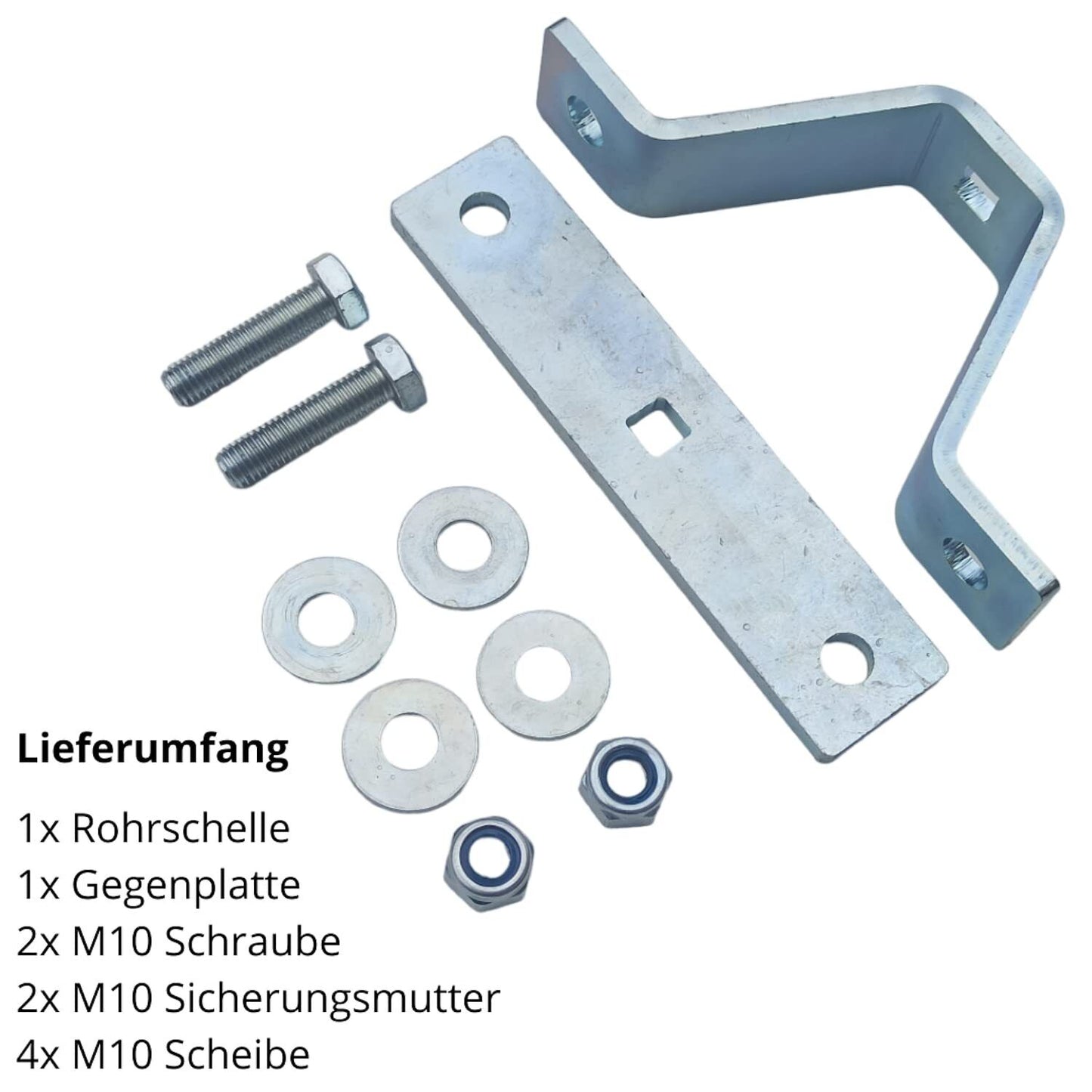 5 mm Dicke Rohrschelle, Rohrhalter, Mastschelle Stahl verzinkt mit 6 mm Dicke Platte