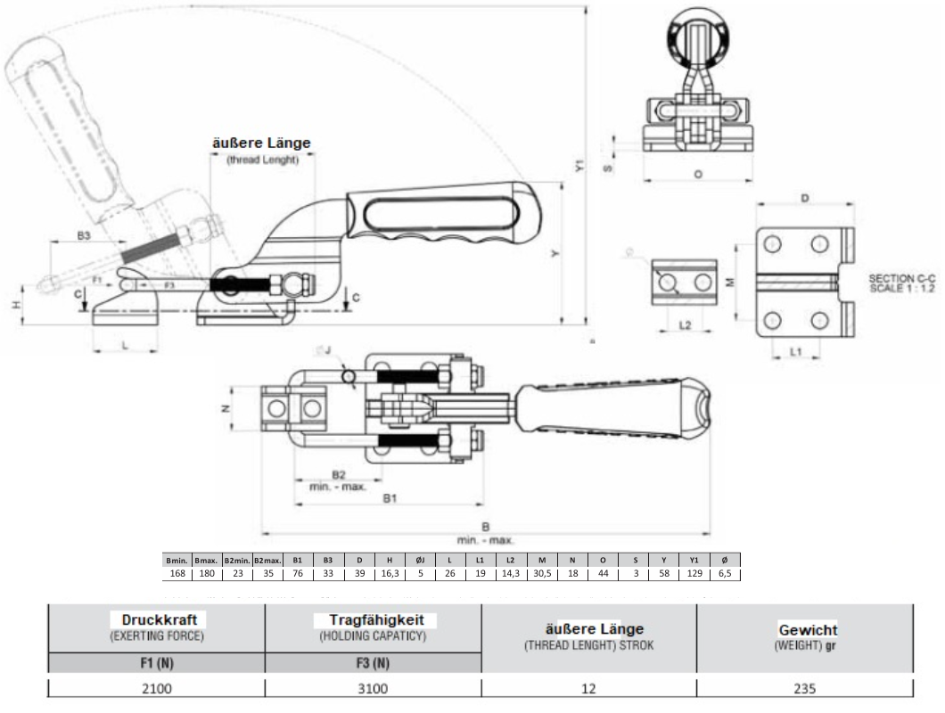 Verschlussspanner, Toggle Clamp Kniehebelspanner Schnellspanner, Kniehebelklemme