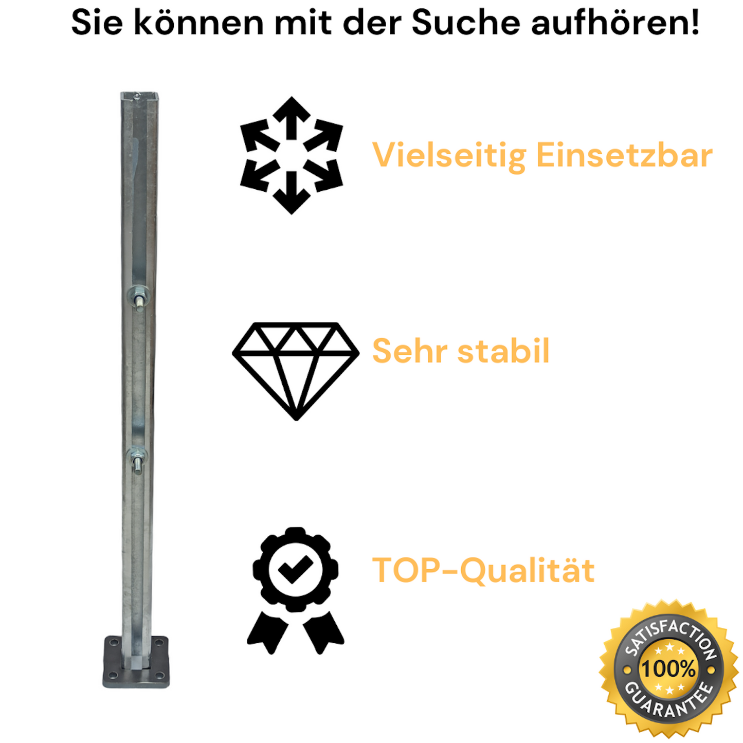 3 mm Dicke C-Profil Set als Universalpfosten, Stahlsäule, Tischbeine, Balkonsäule, Geländerpfosten, Zaunpfosten, Zaunsäule aus Stahl verzinkt