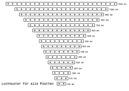 4mm dick Stahl Lochplatte schwarz mit M10 Abstandshülse Schraube Mutter Scheibe