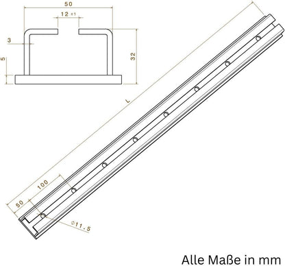 C Profil 50x30 mm Montage Laufschiene, geschweißt Stahl feuerverzinkt mit Bohrung
