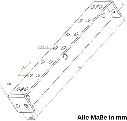 4 mm dick T Loch Montage Träger Stahlwinkel Treppenstufe feuerverzinkt