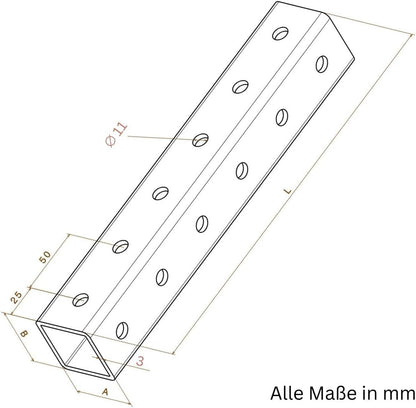 Profilé tubulaire carré rectangulaire en acier galvanisé à chaud de 3 mm d'épaisseur avec trou