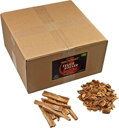 Allume-feux en bois de pin FEUERKAISER, bâtonnets de bois gras (2,5 kg, 100 pièces, 10 cm de long) comprenant environ 3,5 kg de coquilles de noix comme combustible, 100% sain et écologique 