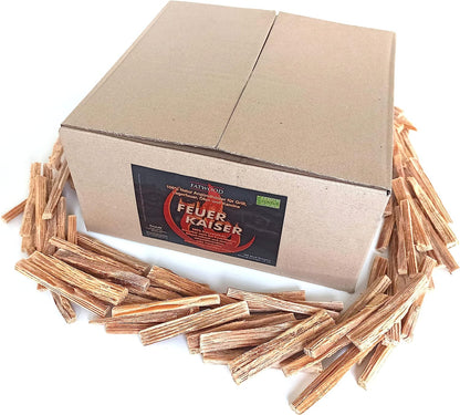FEUERKAISER Kienspan Fatwood (ca. 350 Sticks, 4,5kg, Länge 10cm) natürlichster Bio Anzünder, Feueranzünder, Grillanzünder, Kaminanzünder, Ofenanzünder