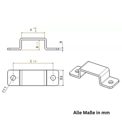 4 mm Dicke Edelstahl Vierkant Quadratrohrschelle