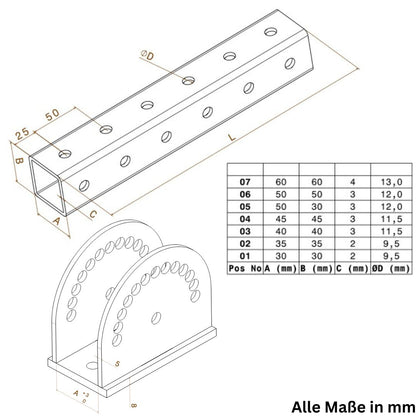 Échafaudage de support de quille de bateau à base pivotante réglable avec profil carré galvanisé 
