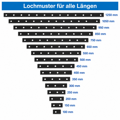 Flachverbinder Lochmuster und Längen von 100 bis 1250 mm