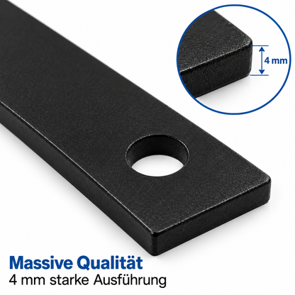 Flachverbinder Stahl schwarz 4 mm Materialstärke Detailansicht