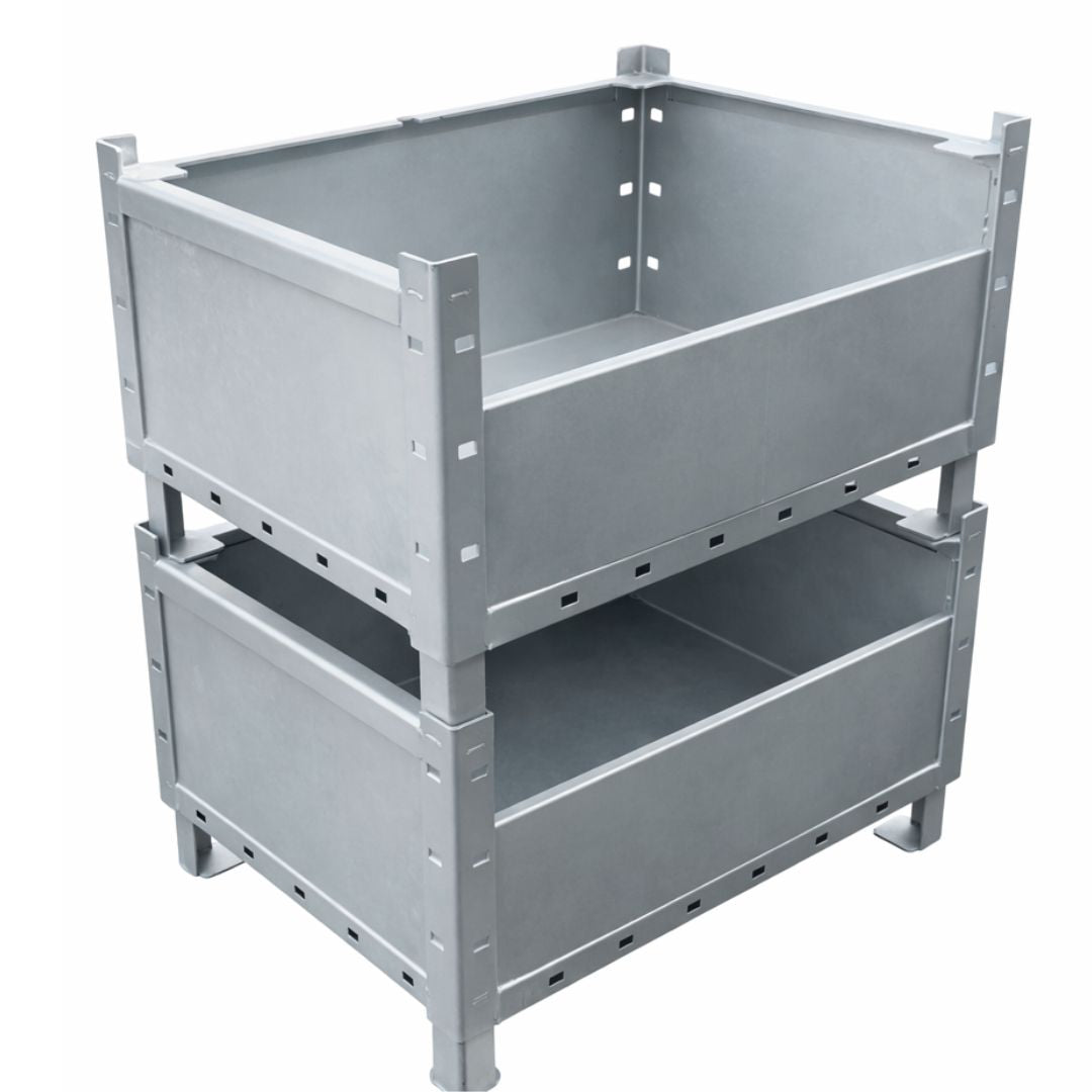 Industrie Stahlbox 800x600x500 mm | 2000 kg | 5-fach stapelbar | feuerverzinkt