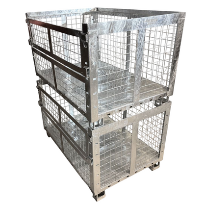 Stapelbare Gitterbox feuerverzinkt 1200x800x740 mm, Seitenwand klappbar