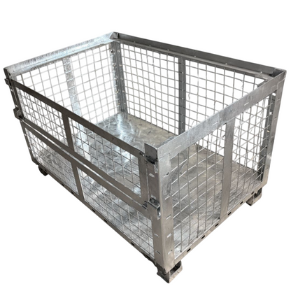 Stapelbare Gitterbox feuerverzinkt 1200x800x740 mm, Seitenwand klappbar