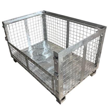 Stapelbare Gitterbox feuerverzinkt 1200x800x740 mm, Seitenwand klappbar