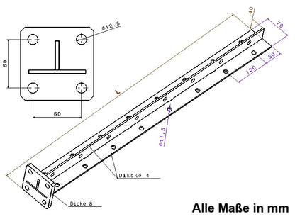 Profilé en T en acier galvanisé à chaud 