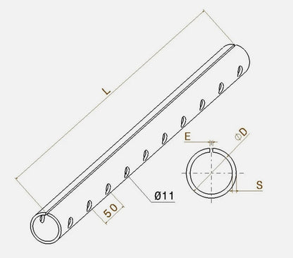 Stahlrundrohr, Montageprofil mit Bohrung und Schlitz feuerverzinkt