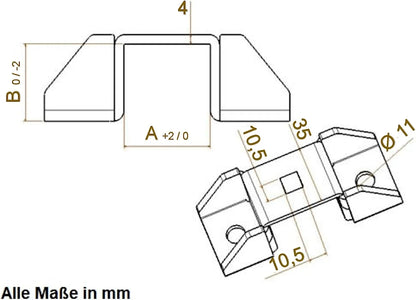 Schwerlast Quadratrohrschellen mit Platte