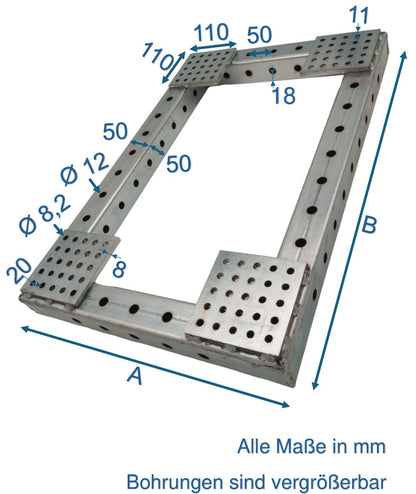 Verzinkter Stahlrahmen 50 x 50 mm