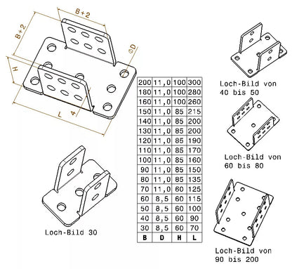 4 mm Dicke Schwerlast Edelstahl Pfostenträger