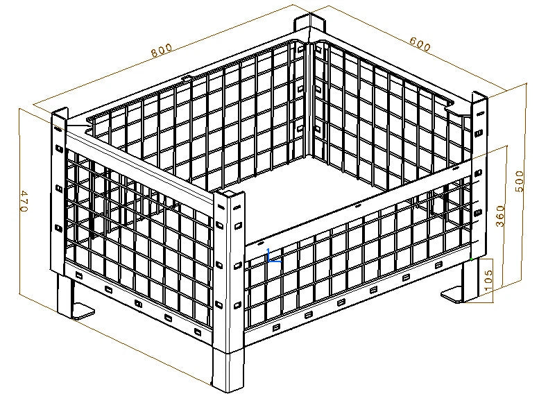 Industrie Stahlbox 800x600x500 mm | 2000 kg | 5-fach stapelbar | feuerverzinkt