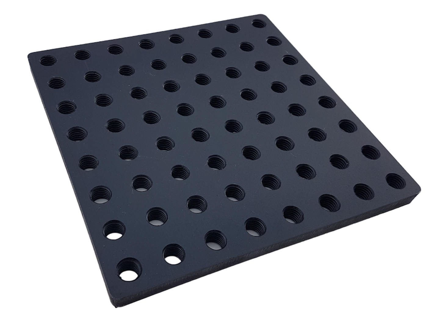 1x 12 mm Dicke M12 Gewindeplatte, Gewinderasterplatte, Montageplatte, Grundplatte, Aufspannplatte, Fußplatte, Ankerplatte Stahl brüniert mit 25 x 25 Gewinderaster