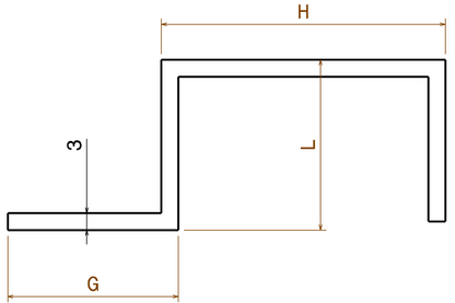 Hutschiene, Tragschiene, Hutprofil einseitig Stahl verzinkt 3 mm dick 1 Stück