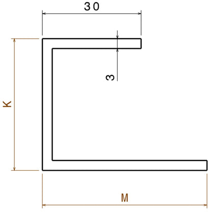 3 mm dick U Profil ungleich Stahl verzinkt 1000, 2000 mm Länge 1 Stück