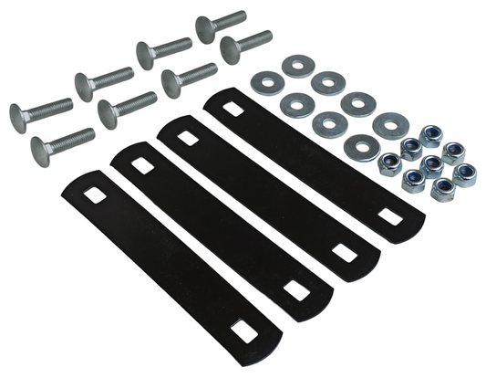 4 Stück Flachverbinder mit Langloch aus Stahlblech in schwarz
