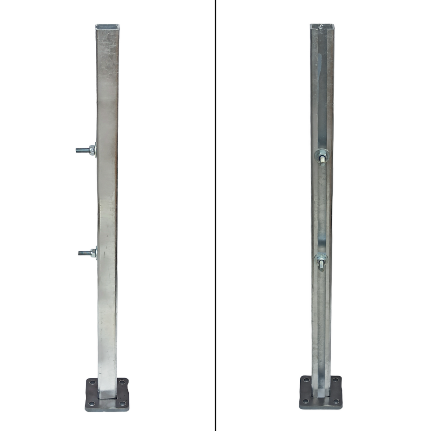 3 mm Dicke C-Profil Set als Universalpfosten, Stahlsäule, Tischbeine, Balkonsäule, Geländerpfosten, Zaunpfosten, Zaunsäule aus Stahl verzinkt