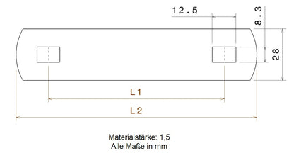 4 Stück Flachverbinder mit Langloch aus Stahlblech in schwarz