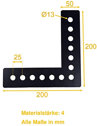 1 Stück 4 mm Dicke Flachverbinder Lochplatte aus Stahl in schwarz