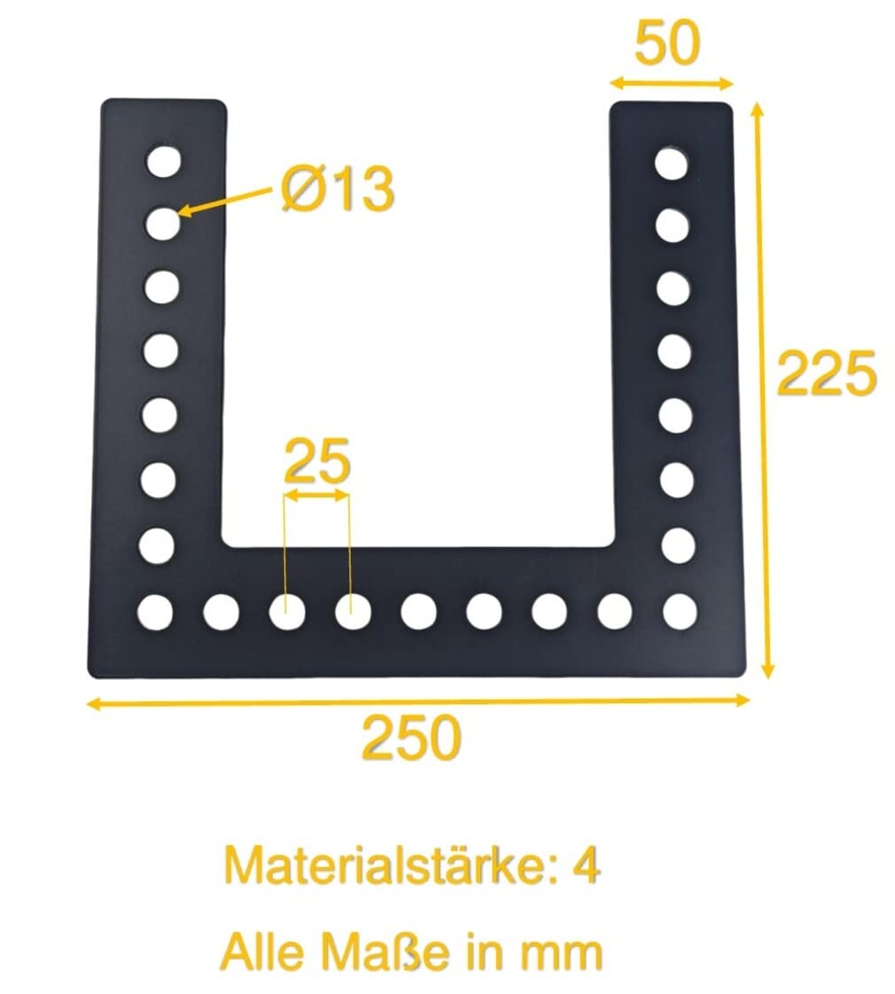 4 mm dicke Stahl Lochplatte in schwarz