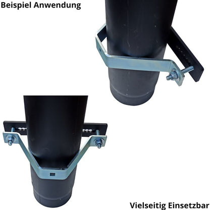 5 mm Dicke Rohrschelle, Rohrhalter, Mastschelle Stahl verzinkt mit 6 mm Dicke Platte