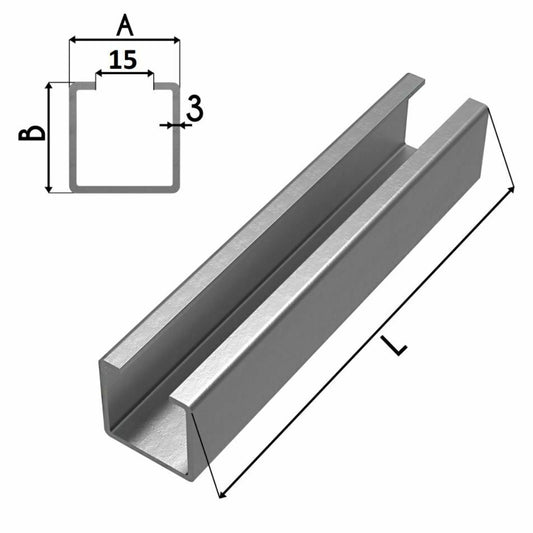 1x Stahl Laufschiene Einfassprofil Blechprofil C-Profil Balkonsäule 45x45x3mm 500-1200mm