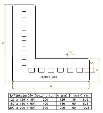 4 mm Dicke 90 Grad Lochplatte