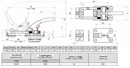 Verschlussspanner, Toggle Clamp Kniehebelspanner Schnellspanner, Kniehebelklemme