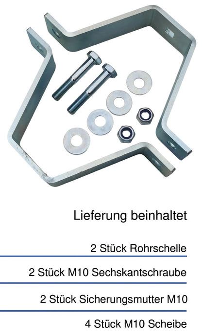 5 mm Dicke Rohrschelle, Rohrhalter, Doppelschelle, Mastschelle Stahl verzinkt